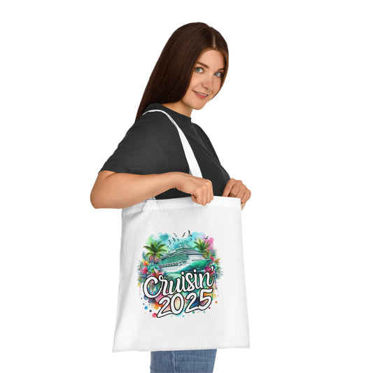 Tote Bag for Cruisin' 2025 Adventures, Beach Bag, Travel Tote, Shopping Bag, Gift for Cruise Lovers, Eco-Friendly Cotton Tote