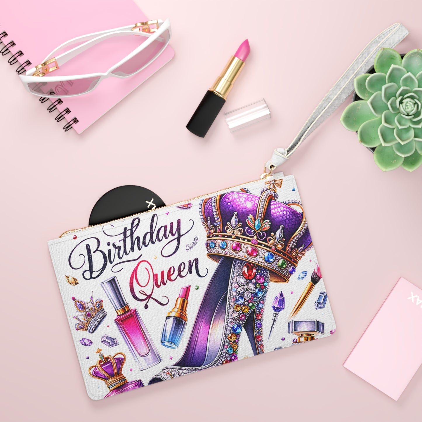 Makeup clutch, Birthday Queen Clutch Bag, Stylish Purse for Celebrations, Birthday Gift for Her, Party Essential, Fashion Accessories