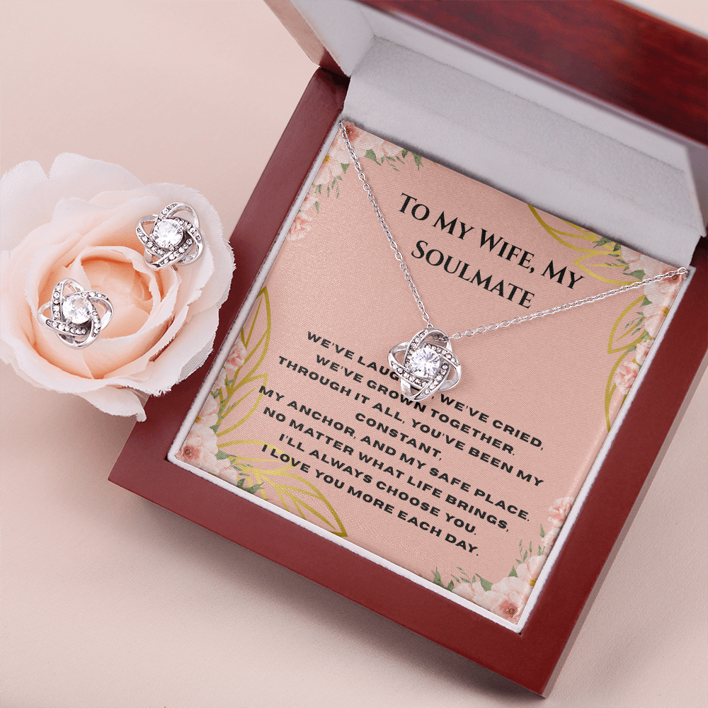 Love Knot Necklace & Earring Set