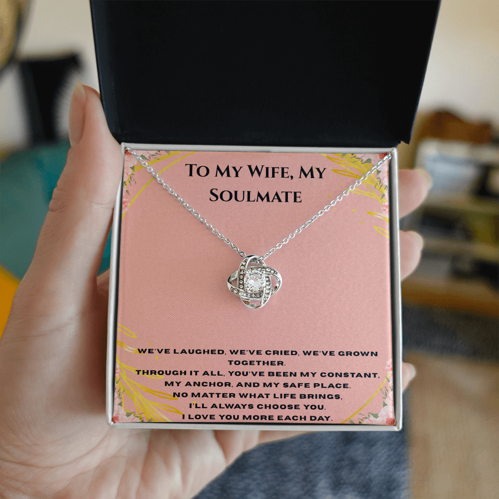 Love Knot Necklace (Yellow & White Gold  For Wife, soulmate, Gift For Wife, Shineon Jewelry, Anniversary Gift, B